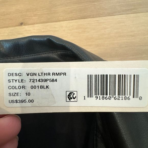 NWT - Rebecca Taylor Black Vegan Leather Romper - Women's 10 - Picture 4 of 8